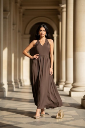 VESTIDO LONGO CASTANHO  ELEH 