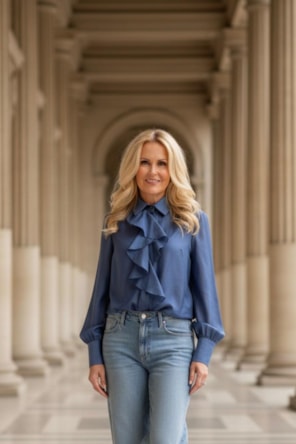 BLUSA FOLHO AZUL FRACOMINA 