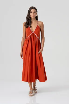 VESTIDO ALÇAS TERRA COTA FRACOMINA 