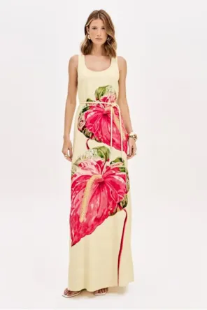 VESTIDO COMPRIDO AMARELO LANÇA PERFUME 