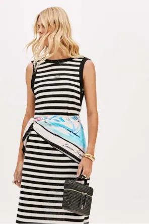 VESTIDO MALHA RISCAS LANÇA PERFUME 