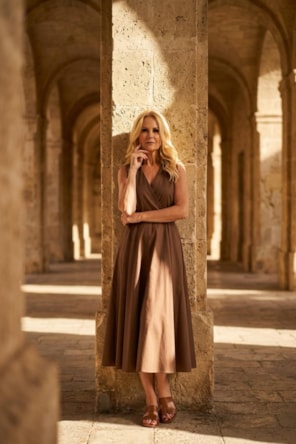 VESTIDO CASTANHO CAVAS FRACOMINA 